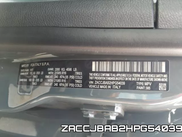 ZACCJBAB2HPG54039 фото 2