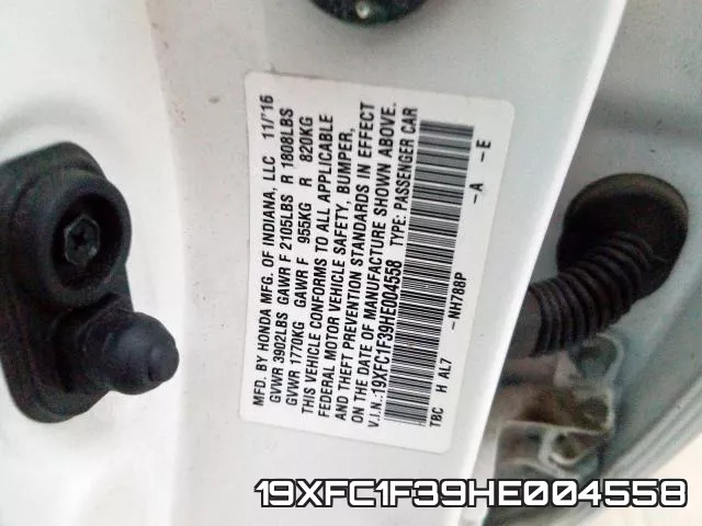 19XFC1F39HE004558 фото 2