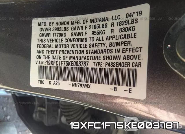 19XFC1F75KE003787 фото 10