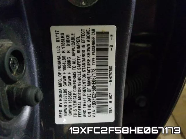 19XFC2F58HE067173 фото 2