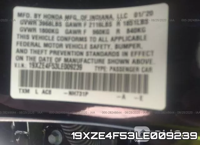 19XZE4F53LE009239 фото 10