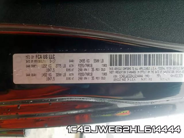 1C4BJWEG2HL614444 фото 2