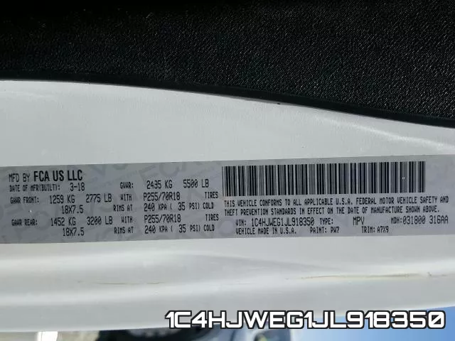 1C4HJWEG1JL918350 фото 2