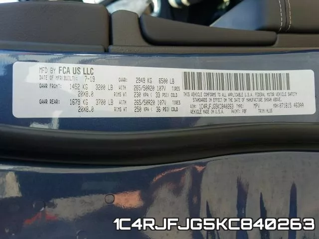 1C4RJFJG5KC840263 фото 2