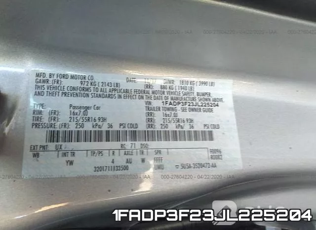 1FADP3F23JL225204 фото 10