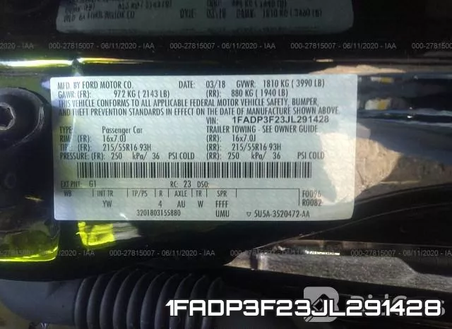 1FADP3F23JL291428 фото 10