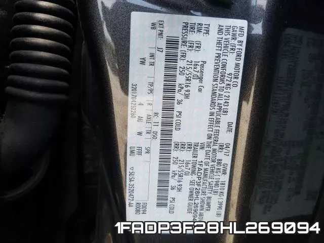 1FADP3F28HL269094 фото 2