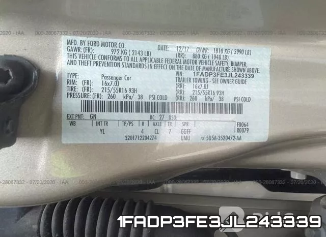 1FADP3FE3JL243339 фото 10