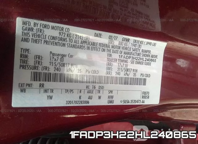 1FADP3H22HL240865 фото 10