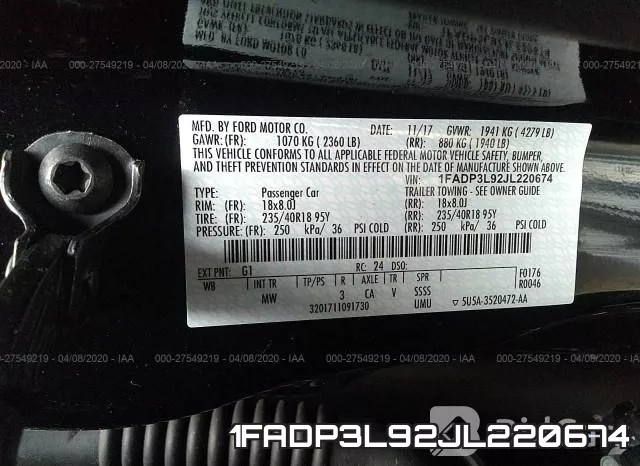 1FADP3L92JL220674 фото 10