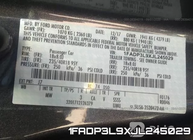 1FADP3L9XJL245029 фото 10