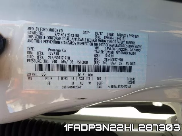 1FADP3N22HL287303 фото 2