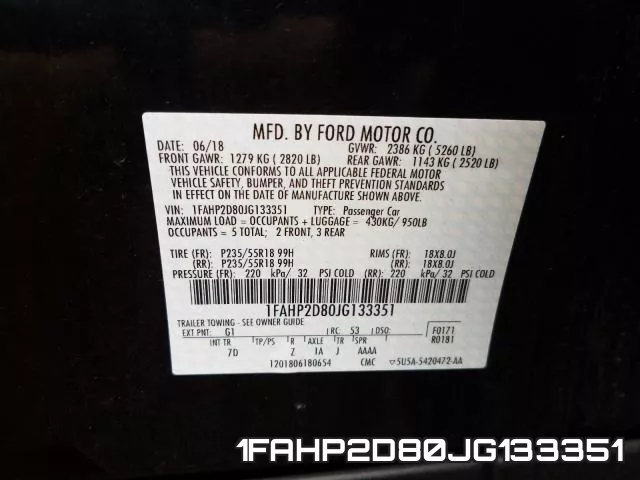1FAHP2D80JG133351 фото 2