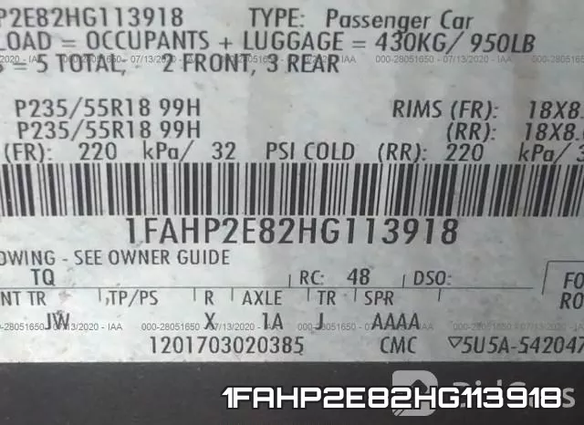 1FAHP2E82HG113918 фото 10
