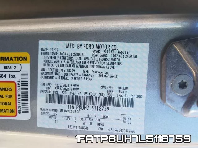 1FATP8UH7L5118759 фото 2