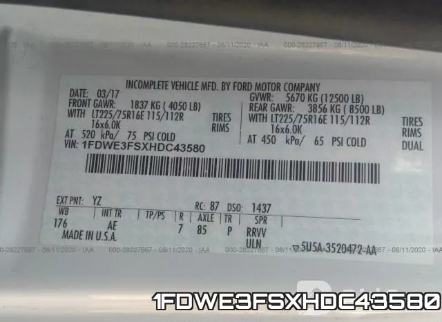 1FDWE3FSXHDC43580 фото 10