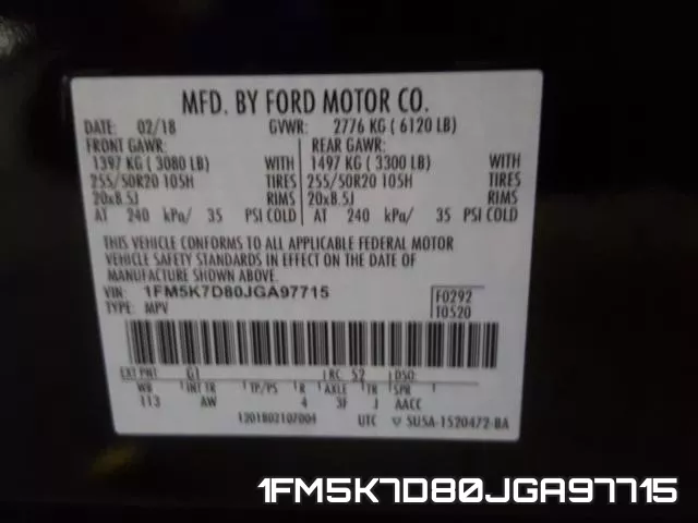 1FM5K7D80JGA97715 фото 2
