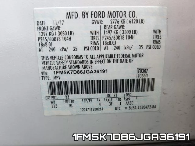 1FM5K7D86JGA36191 фото 2