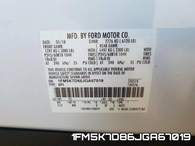 1FM5K7D86JGA67019 фото 2