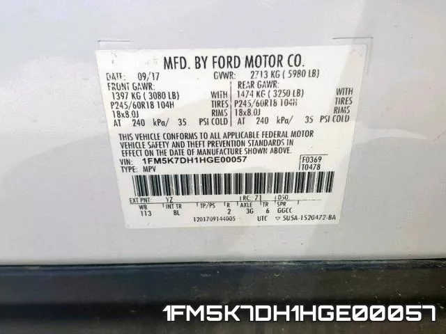 1FM5K7DH1HGE00057 фото 2
