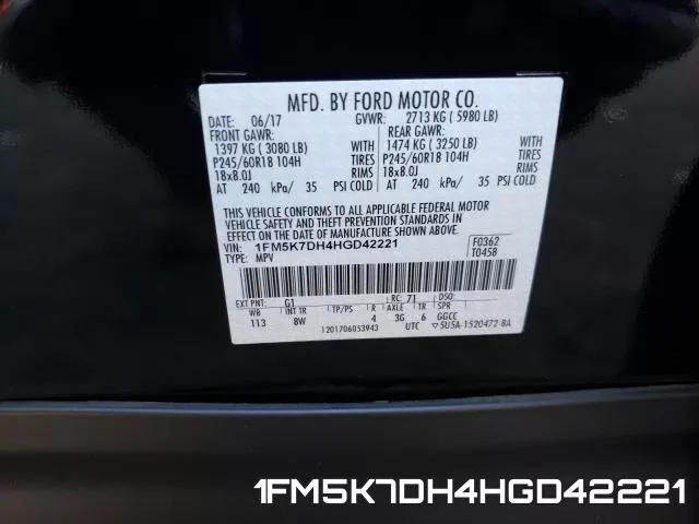 1FM5K7DH4HGD42221 фото 2