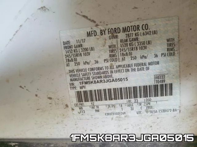 1FM5K8AR3JGA05015 фото 2