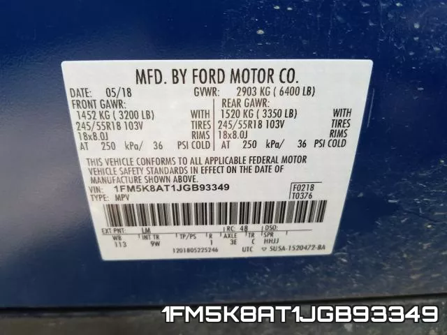 1FM5K8AT1JGB93349 фото 2