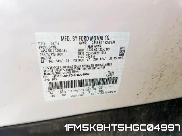 1FM5K8HT5HGC04997 фото 2