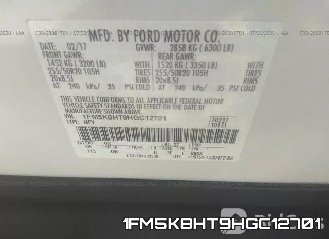 1FM5K8HT9HGC12701 фото 10