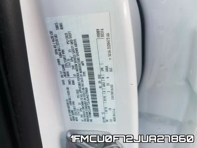 1FMCU0F72JUA27860 фото 2