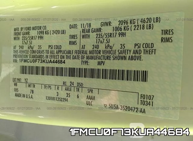 1FMCU0F73KUA44684 фото 10