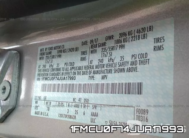 1FMCU0F74JUA17993 фото 10