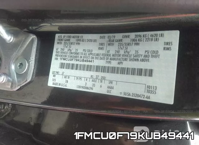 1FMCU0F79KUB49441 фото 10