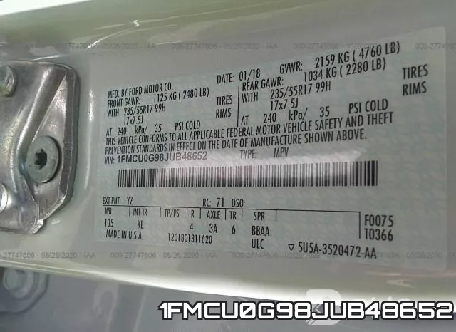 1FMCU0G98JUB48652 фото 10