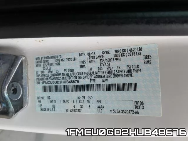 1FMCU0GD2HUB48676 фото 2