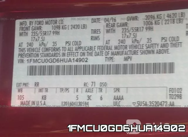 1FMCU0GD6HUA14902 фото 10