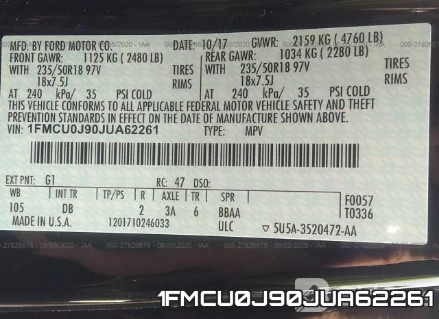 1FMCU0J90JUA62261 фото 10