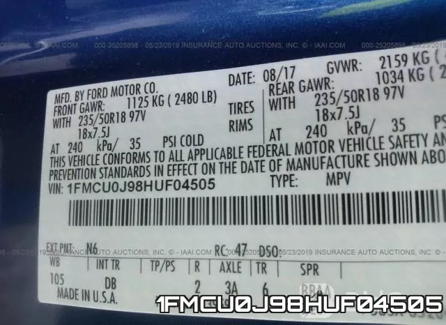 1FMCU0J98HUF04505 фото 10