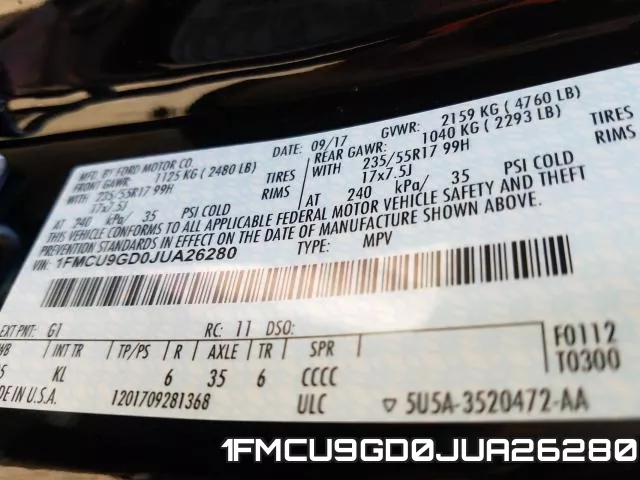 1FMCU9GD0JUA26280 фото 2