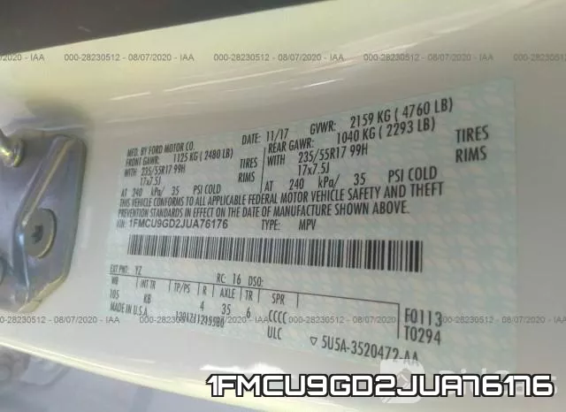 1FMCU9GD2JUA76176 фото 10