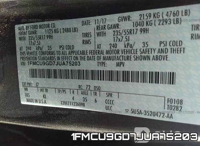 1FMCU9GD7JUA75203 фото 10