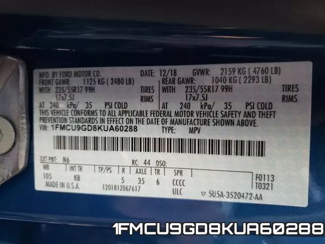 1FMCU9GD8KUA60288 фото 2