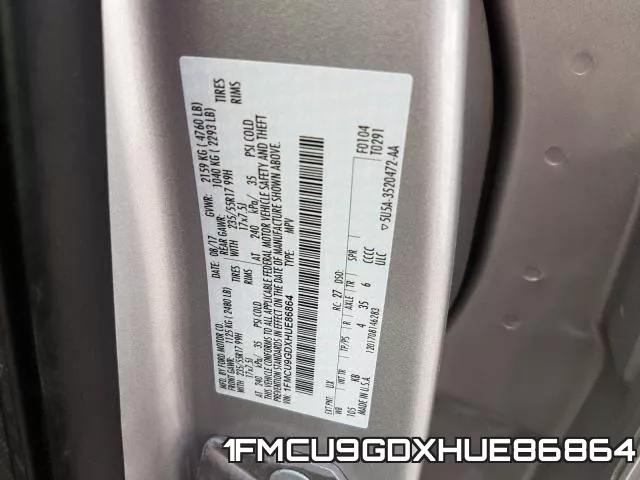 1FMCU9GDXHUE86864 фото 2
