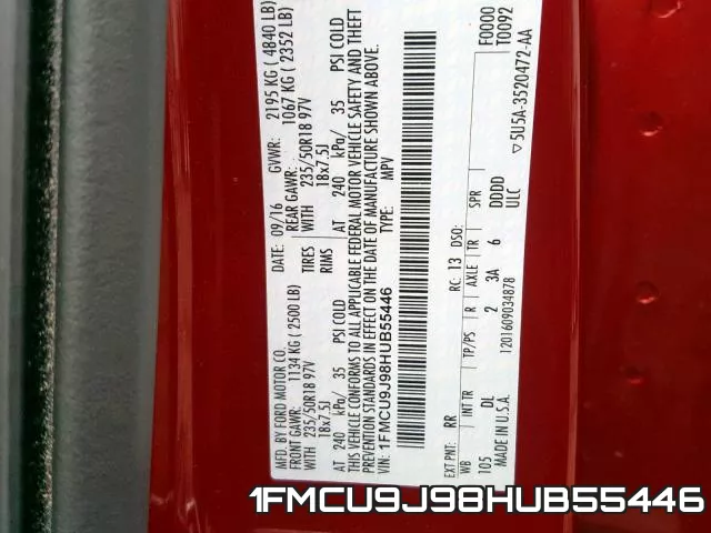 1FMCU9J98HUB55446 фото 2