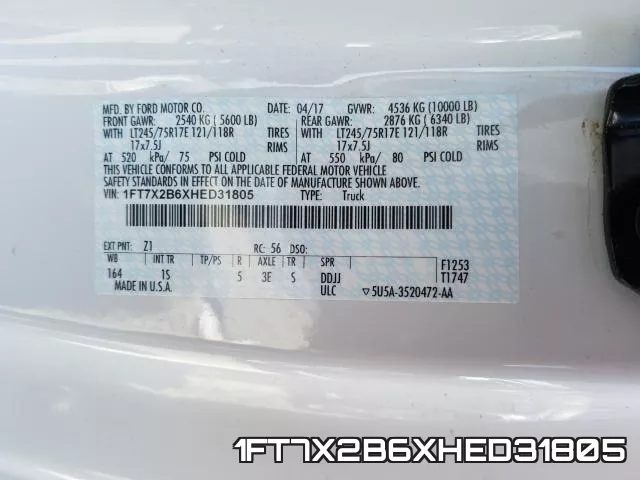 1FT7X2B6XHED31805 фото 2