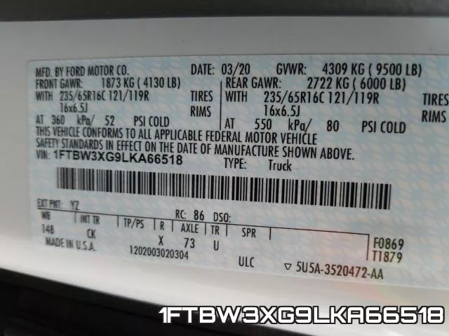 1FTBW3XG9LKA66518 фото 2