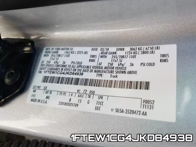 1FTEW1CG4JKD84938 фото 2