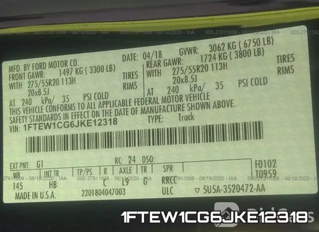1FTEW1CG6JKE12318 фото 10