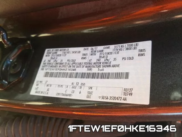1FTEW1EF0HKE16346 фото 2