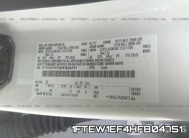 1FTEW1EF4HFB04751 фото 10